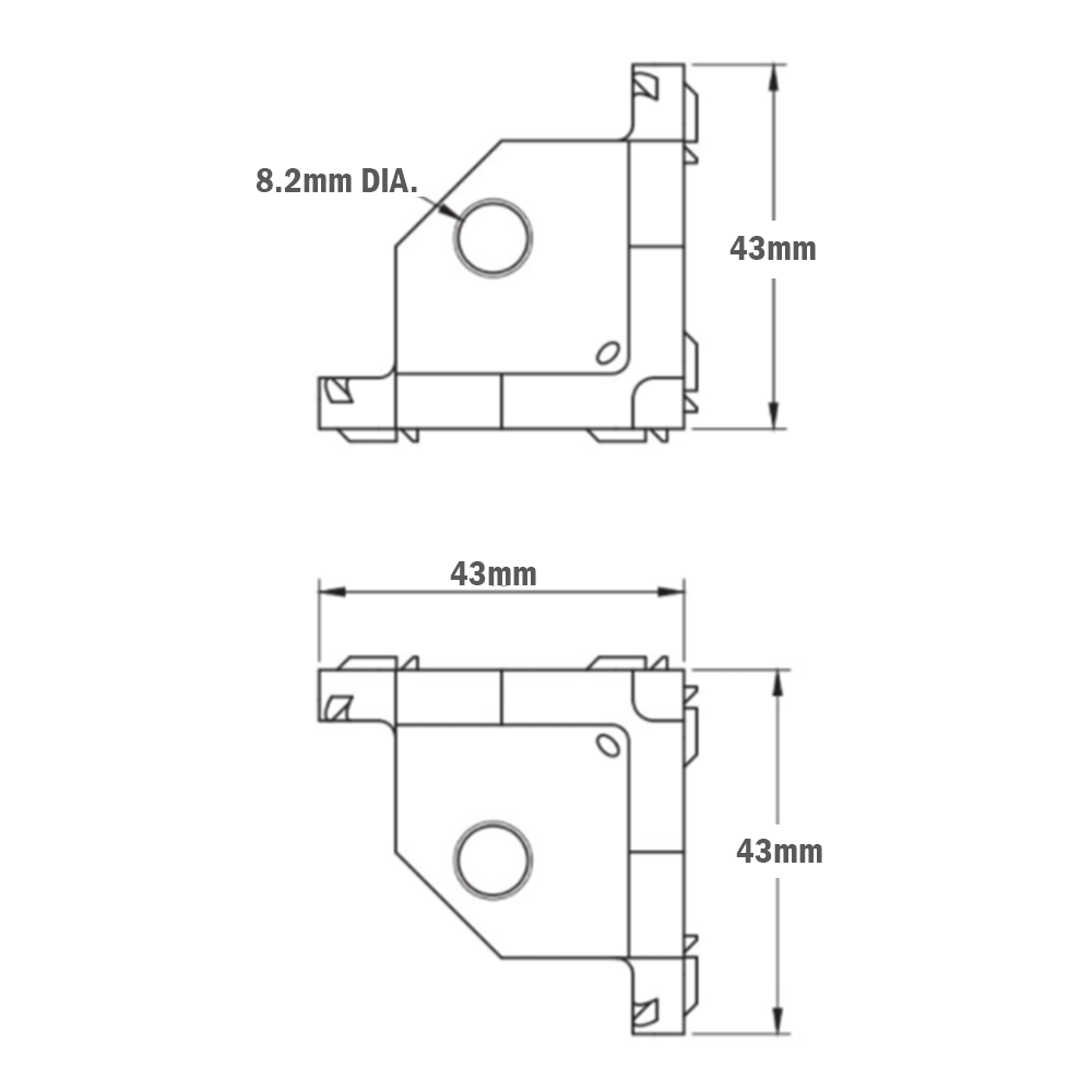 40-010-1 MODULAR SOLUTIONS CONNECTOR<br>3-WAY BODY CONNECTION ANGLE W/ HARDWARE
